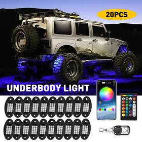 Dpd-1t20-app Auxito 10-20 Pods Rgb Led Rock Lights Offroad Underbody Music Wireless Bluetooth App