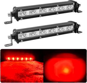 Sllb18wr Auxmotec 7-inch 18w Red Single Row Off-road Led Light Bar Pods Work 7.2-inch