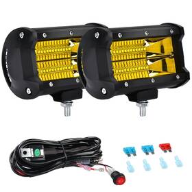 Avenemark 850042742204 2pcs 5 Inch 72w Led Light Bar Double Row Yellow Flood Beam 10800lm 16