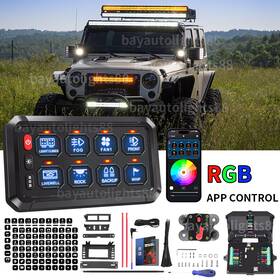 8rgbpsapp Bayautolights88 Rgb 8 Gang Switch Panel Momentary Circuit App Control Relay System Fit Ford Jeep