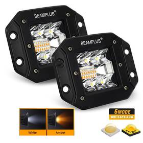 Beamplus 782948849100 2pcs 5inch Amber White Led Cube Light Bar 42w 4200lm Pods Fog Lights Squ