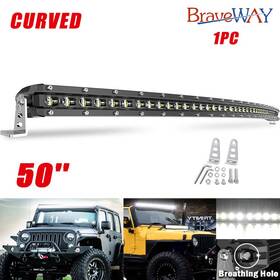 9610tjc Braveway Roof 50 Inch Single Row Curved Spot Flood Led Light Bar For Jeep Offroad Driving Suv
