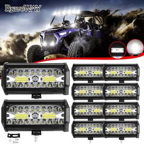 9632t7in160517 Braveway 10pcs Tri Row 7 Inch Led Work Light Bar Flood Driving Offroad Tractor 4wd Utv