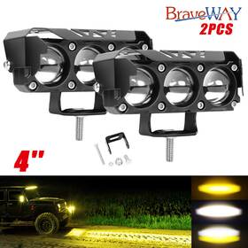 993bjnhcs56389276474 Braveway Yellow White 4inch Led Work Light Bar Spot Off-road Pods Amber Fog Atv Suv Truck