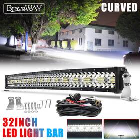 F09b120077 Braveway Curved Tri-row 32inch Led Light Bar Combo Work Driving 4wd Ute Truck Suv Wire