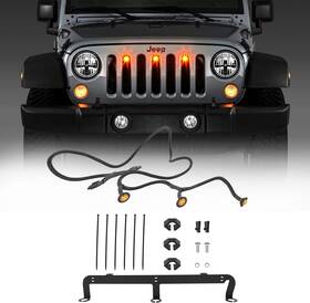 Buqp1295 Bu-auto Led Front Grille Lights Kit For 2007-2018 Jeep Wrangler Jk Jku Sahara Rubicon