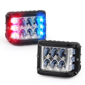 Vw-lbar-3 Butike Dual Side Shooter Led Pod Light Bar With Red And Blue Strobe Pods Lights 4 Inch