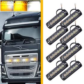 Bsd-6led-8wy Carcomponentmart 8x Amber/white 6 Led Strobe Light Bar Car Truck Flashing Warning Hazard Beacon