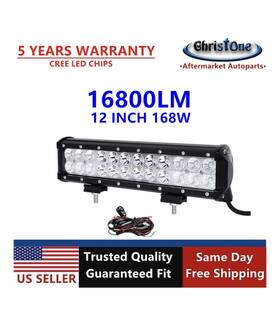 C1-008186q2 Christone 12 Inch 168w Cree Spot Flood Led Work Light Bar With Wire Kit Offroad