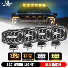 0801802 Colight 4x 6 Inch Led Work Light Bar Spot Flood Driving Lamp White And Amber Offroad Suv