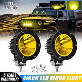 Colight 1000z-45e-y-65 Pair 4 Inch Yellow Led Work Light Bar Pods Fog Driving Ditch Offroad Atv Lights