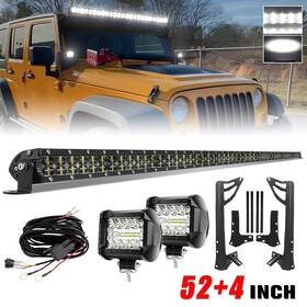 2169620a252 Colight For Jeep Wrangler Jk 07-18 Roof 52 Inch Led Light Bar Mount Brackets 4 Pods Kit