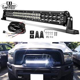 Colight 35-980 Slim 20 Inch 480w Led Light Bar With Front Grill Bupmer Mount Wire For Dodge Ram Rebel