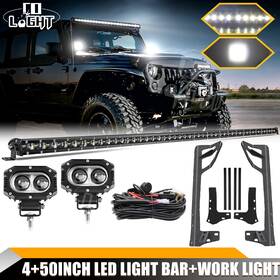 Colight 629620z9632t029b 50 Inch Led Work Light Bar 4 Pods Mounting Bracket For Jeep Wrangler Jk 07-18