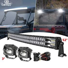 8010101901 Colight For Can-am Defender Hd8/hd9/hd10 Roof 52 Inch Led Light Bar Wire With 3 48w Pods Fog