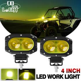 914z-xc-y-s Colight 2x 4inch Yellow Led Cube Pods Work Light Bar Spot Driving Fog Lamp Offroad Atv