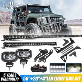 9610z Colight 029b Roof 50 Inch 20 Led Light Bar 4 Pods Mount Brackets Kit For 07-18 Jeep Wrangler Jk