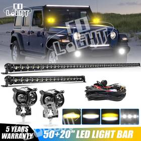 9610z-65 Colight Roof 50 Inch Led Light Bar Bumper 20 Owl Pods Combo Kit For Jeep Wrangler Jk
