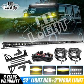 993-dtj Colight 9610z 029b Roof 50 Inch Led Light Bar 2x 4 Pods Mount Bracket Kit For 07-18 Jeep Wrangler Jk