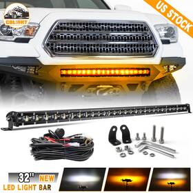 Colight 9610z-bs-32inch Pt-xz For Toyota Tacoma 2016-2023 570w Amber/white Strobe 32ftftled Lightbar Bumper Wire