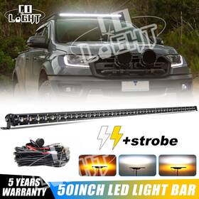 9610z-bs-65 Colight Auxbeam 50 Inch 6 Modes Led Light Bar Amber White Strobe Single Row For Ford 52