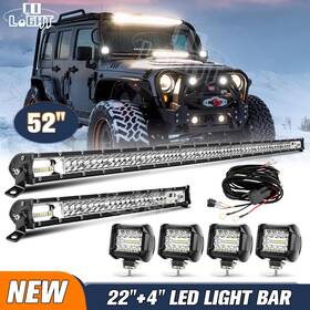 9620-158 Colight 52ftft Inch Led Light Bar 22ftft 4 Pods Combo Kit For Jeep Wrangler Jk Tj Yj Cj