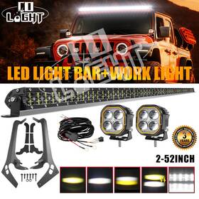 9620a-035d-122 Colight For Jeep Wrangler Jl Gladiator Jt 18 Roof 52 Inch Led Light Bar Pillar 2ftft Pods Kit