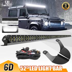 9620a-lh-ws-168 Colight Roof 52 Inch Led Light Bar Brackets Mounts Wiring Fit Gutter Land Rover Defender