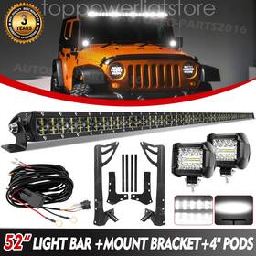 9620a029b Colight For Jeep Wrangler Jk 07-2017 Front Upper Roof 52 Inch Led Light Bar Combo 4 Pods