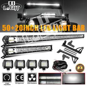9620z-029b-122 Colight For Jeep Wrangler Jk Roof 52 Inch Led Light Bar 20 4x 4 Pods Mount Bracket Wire Kit