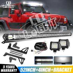 029b-65 Colight 9620z 9632t Front Upper Roof 52 Inch Led Light Bar Combo 4 Pods Kit For Jeep Wrangler Jk 07-18