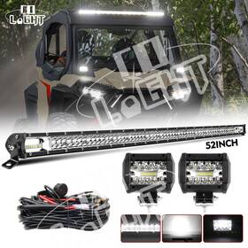 9632t-181 Colight 9620z Fit Polaris Ranger Xp 900 1000 Roof 50 Inch Led Light Bar 2x 4ftft Pods Wiring Kit
