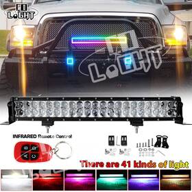 9624r-l-5d-181 Colight 22 Inch Rgb Multi-color Led Light Bar Dual-row Flood Spot For Can Am Polaris Utv