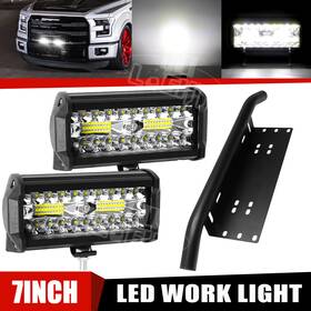 Pz01-b Colight 9632t 23ftft Bull Bar Bumper License Plate Mount Bracket 7 Inch Led Lights Combo Wire