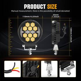 Colight 980595025612 2pc 4 Inch Led Square/round Work Light Bar Spot Flood Pods Fit For Jeep Atv Fog Lamp