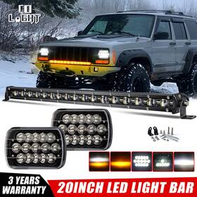 Autoam3651 Colight 7x6 Inch Led Headlights Light Bar Amber/white For Jeep Cherokee Xj Wrangler Yj