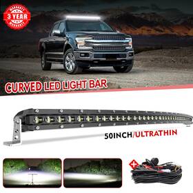 Autoam7924 Colight For Ford F150 Svt Raptor Slim 52 Inch Curved Led Light Bar Windshield Roof Wire Kit