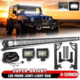 Ciascy-12.8-5 Colight 52 Inch 1600w Led Light Bar 4 Fog Pods For 07-18 Jeep Wrangler Jk Roof Bracket Kit
