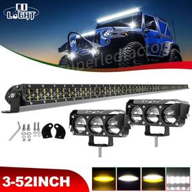 Ciascy-300w5dhm-2p18wbs-bt-jk Colight For Jeep Wrangler Jk 07-18 Front Upper Roof 52 Inch Led Light Bar Combo 4 Pods Kit