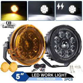 Co-d040 Colight 2pcs 4.5ftft Inch Led Work Light Spot Flood Driving Fog Round Amber White Offroad