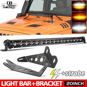 Cvg72697 Colight Strobe 20 Inch Led Light Bar Hood Mount Bracket Offroad For Jeep Wrangler Jk 07-18