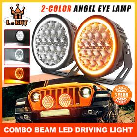 D006-9 Colight 2pcs 9inch Round Amber Drl Led Work Light Spot Driving Lamp Offroad Truck Suv