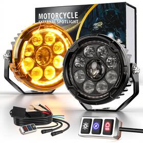 D040-9-168 Colight 2pcs 4.5 Inch Led Motorcycle Headlight Amber Drl Hi/lo Beam Auxiliary Fog Lamps