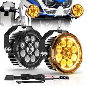 D040-9-c-122 Colight 2x 4.5inch Led Headlight With Amber Drl Hi-low Beam For Motorcycle Auxiliary Lights