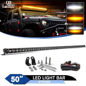Ds-5047a29-001 Colight 6d 50 Inch Single Row Led Light Bar Amber White Strobe For Offroad Truck Jeep 4x4