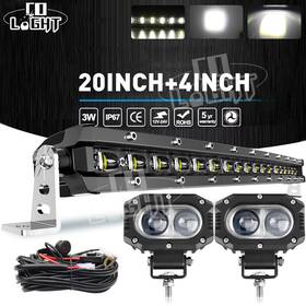 E03b300086 Colight 20inch Led Light Bar Spot Flood Combo 4 Inch Pods Offroad For Jeep Truck Suv 22