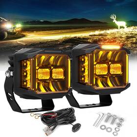 F996dz-5-w Colight F996dz-5-w/y-168 2pc Square 5 Inch 180w Side Shooter Led Work Light Bar Pods Drl Fog Driving Lamp