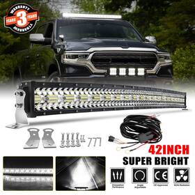 Fvds136 Colight Rooftop 42 Inch Curved Led Light Bar Spot Flood Combo &wire For 2010-2019 Dodge Ram