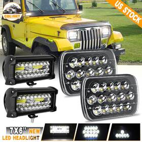 H6054 Colight 7x6 5x7 Inch Led Headlights 7 Light Bar Pods For Jeep Wrangler Yj Gmc Chevy Express