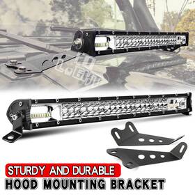 Jg-zj-jp-015 Colight 9620z 20 Inch Led Light Bar Black Steel Hood Mounting Brackets For 07-17 Jeep Jk Wrangler